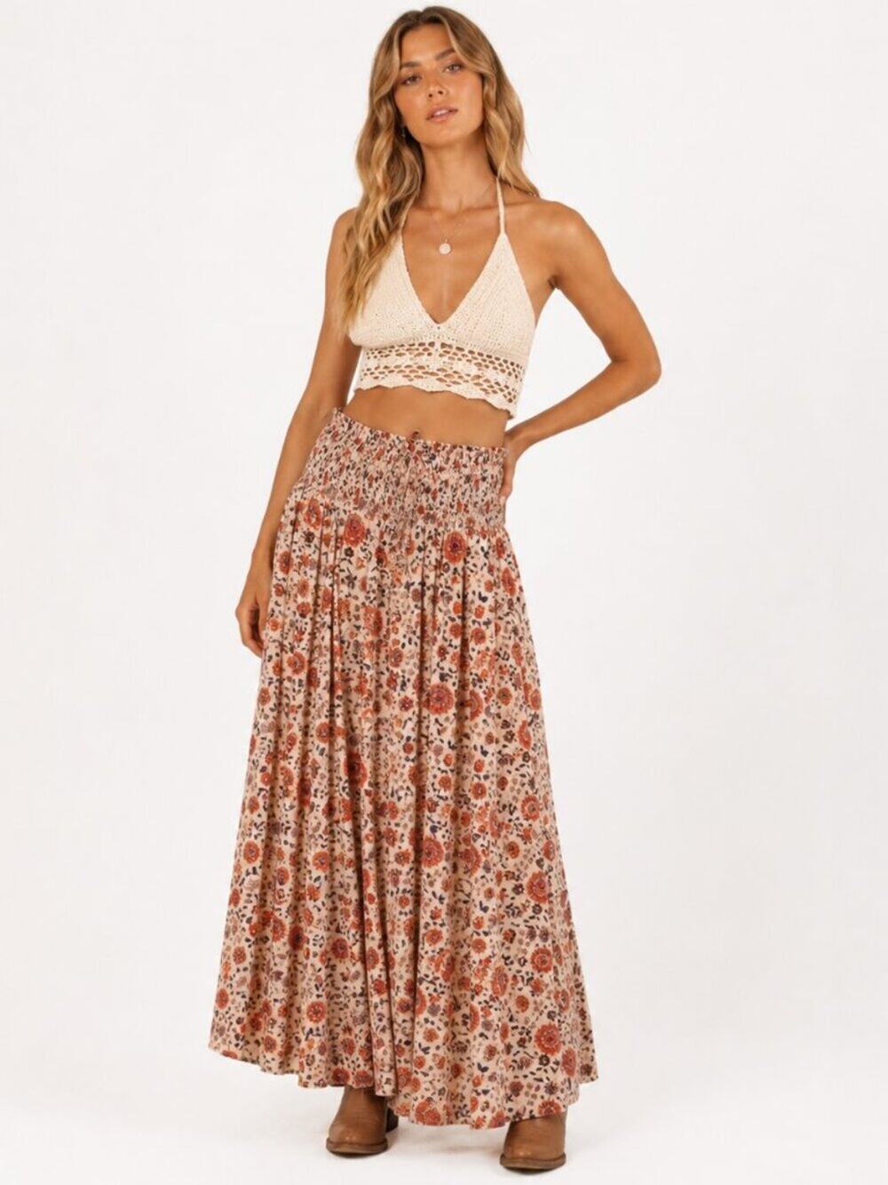 Spell Lady Untamed Maxi Skirt Tea Leaf Floral Boho Prairie Festival XS NWT